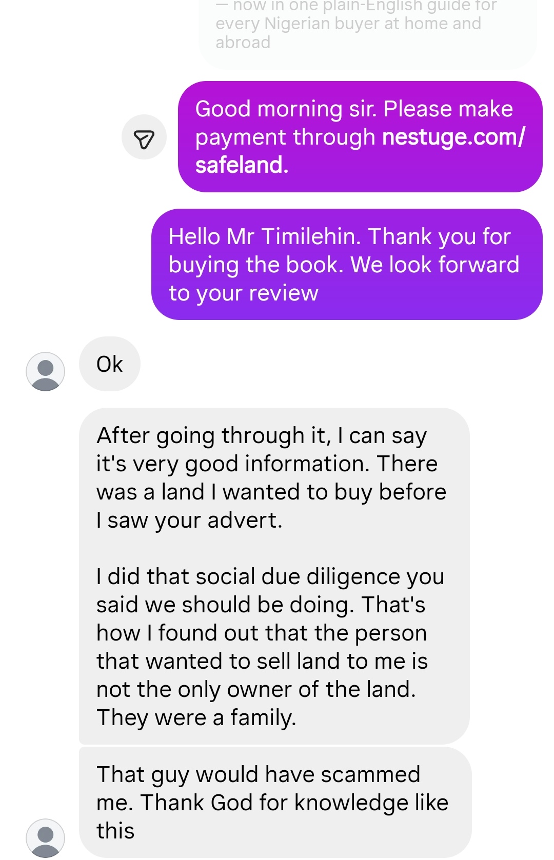 Customer testimonial